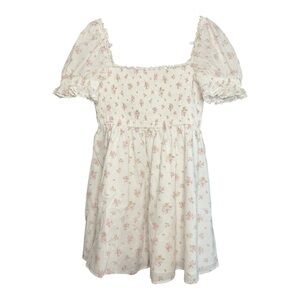 Altar'd State White Floral Ruffled Lace Cottagecore Mini Dress L